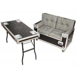Flightcase Meubel 2-zitsbank met klapbaar tafel