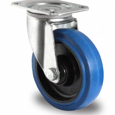 Blue Wheel zwenkwiel 100mm met plaatmontage